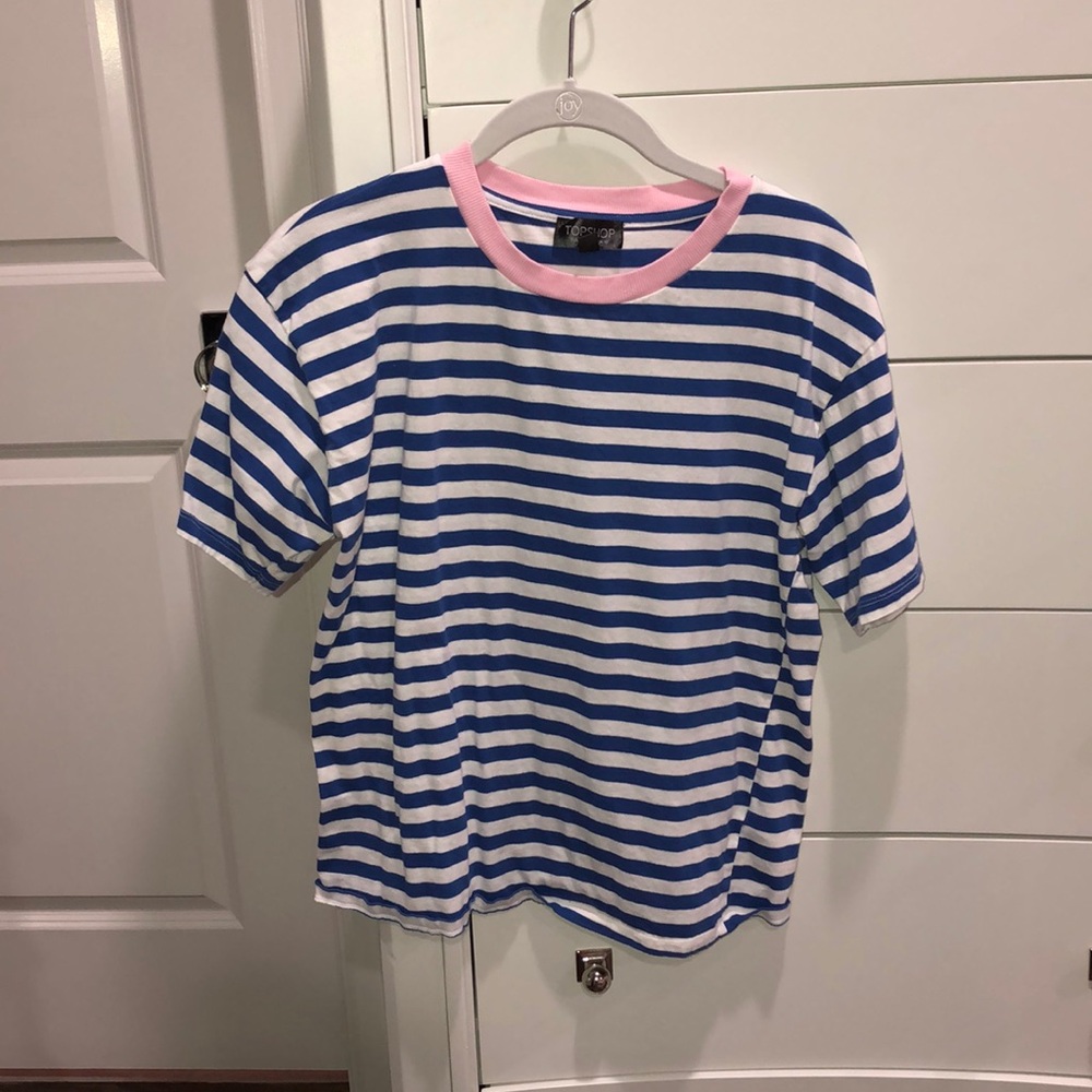 Topshop Blue and White Striped Tee